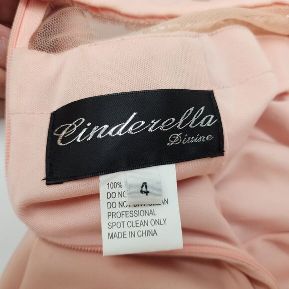 Cinderella Divine Beaded Peach Maxi Dress Size 4 Sheath Jewel Sleeveless Graduat - Picture 4 of 16